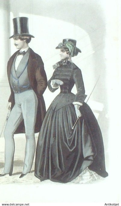 Gravure de Mode originale Le Parisien 1855 # 63 (Maison Desprey)
