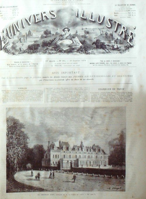 L'Univers illustré 1874 # 984 Ile Sumatra St-Pétersbourg Pédir Kazan Vienne   