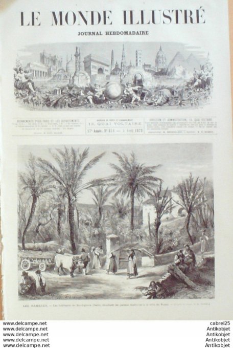 Le Monde illustré 1873 n°834 Suisse Genève Carrouge Lausanne Italie Bordighera Satory (78) Belfort (