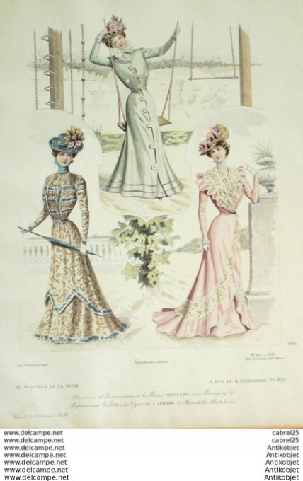 Gravure Mode Le Moniteur 1899 # 23 (Old Fashion plate)