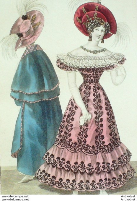Costume Parisien 1828 # 2581 Robe de blonde  manteau de casimir