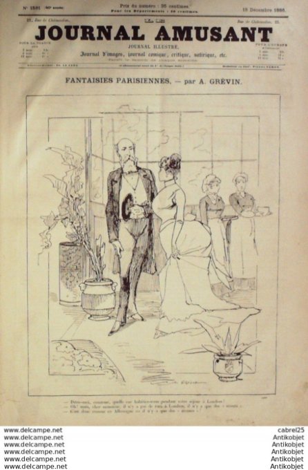 Le Journal Amusant 1886 # 1581 Theatre d'Opera comique Egmont par Wolf et Millaud musique Salvayre
