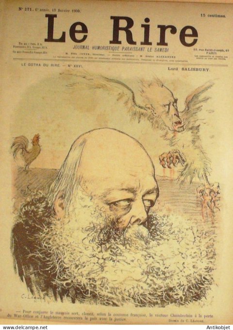 Le Rire 1900-01-13 # 271 Journal humoristique Ed.Originale Lord Salisbury