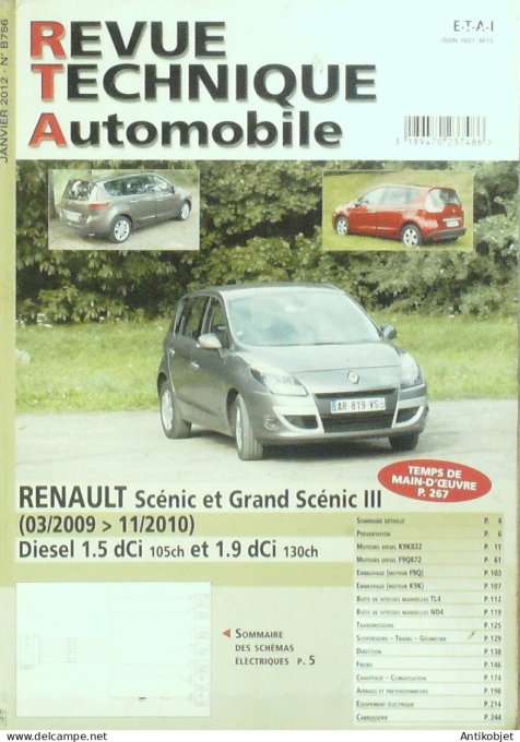 Revue Tech. Automobile 2012 n°B756 Renault Scénic III