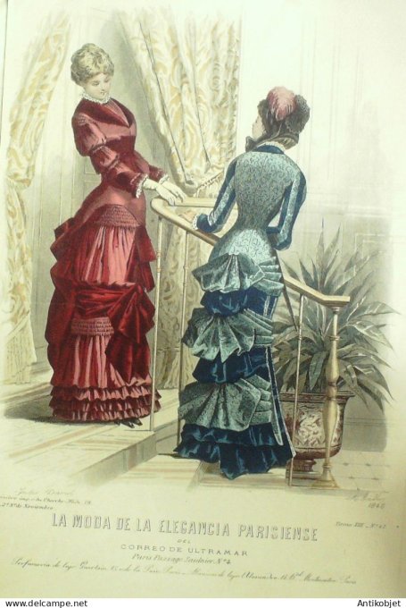 Gravure Mode Elegance Parisienne 1881 # 42 (Old Fashion plate)