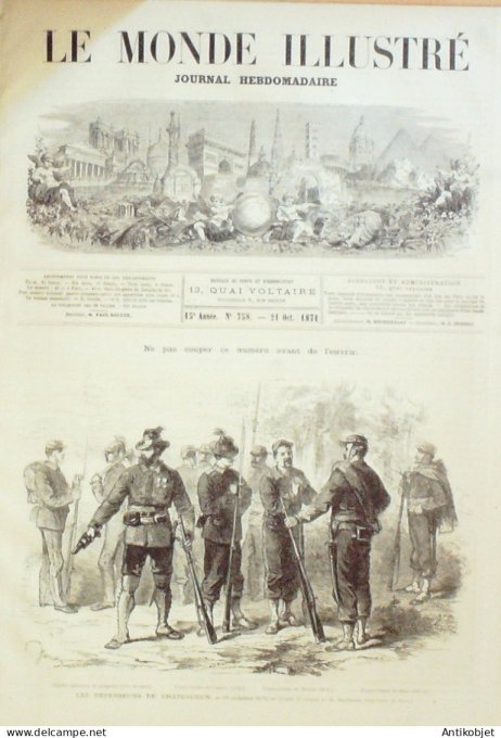 Le Monde illustré 1871 n°758 Etats-Unis Chicago Brigham-Young Mormons Orléans (45) Aydes Mont Cénis 