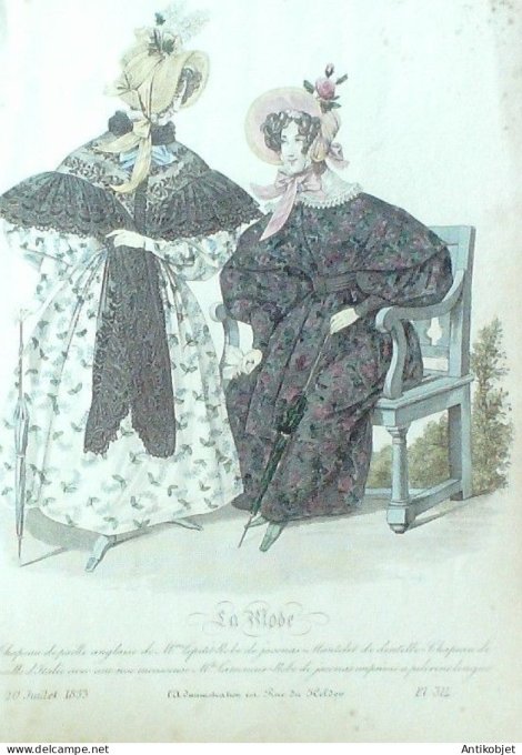 Gravure La mode 1833 # 314 (aquarelle old Fashion plate)