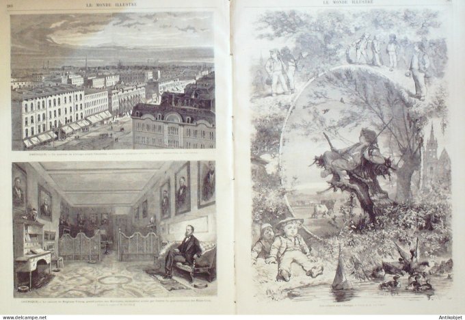 Le Monde illustré 1871 n°758 Etats-Unis Chicago Brigham-Young Mormons Orléans (45) Aydes Mont Cénis 