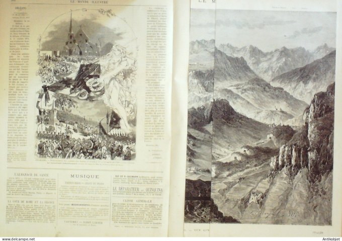 Le Monde illustré 1871 n°758 Etats-Unis Chicago Brigham-Young Mormons Orléans (45) Aydes Mont Cénis 