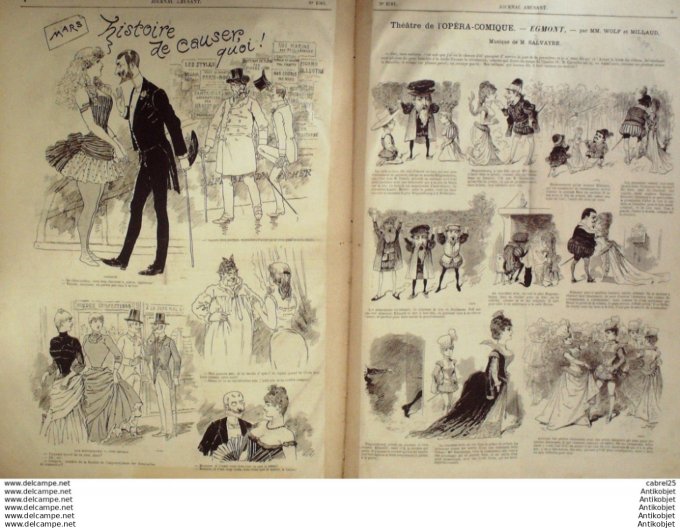 Le Journal Amusant 1886 # 1581 Theatre d'Opera comique Egmont par Wolf et Millaud musique Salvayre
