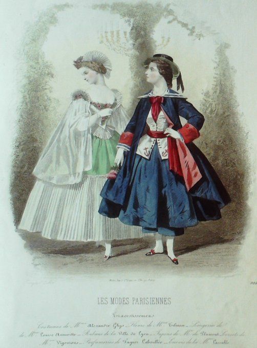 Gravure Les Modes Parisiennes 1862 # 986 Travestissements Maison Ghys