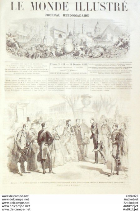 Le Monde illustré 1865 n°455 Espagne Madrid Brésil Rio De Janeiro Angleterre Kensington Sénégal Maka