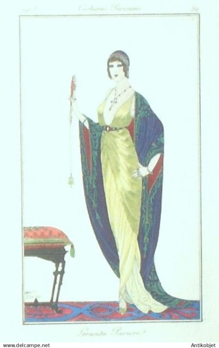 Gravure Costume Parisien 1913 # 52 Vallee Armand (eau forte) Parure