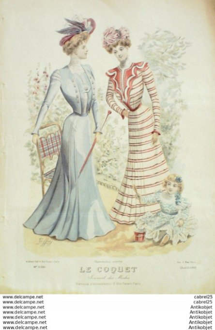 Gravure Mode Le Coquet 1900 # 23 (Old Fashion plate)