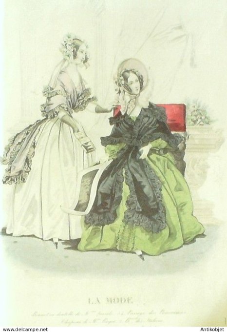Gravure La mode 1839 # 10 (aquarelle old Fashion plate)