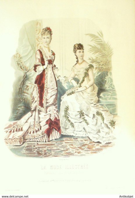 Gravure de mode La Mode illustrée 1879 n°02 (Maison Bréant-Castel)