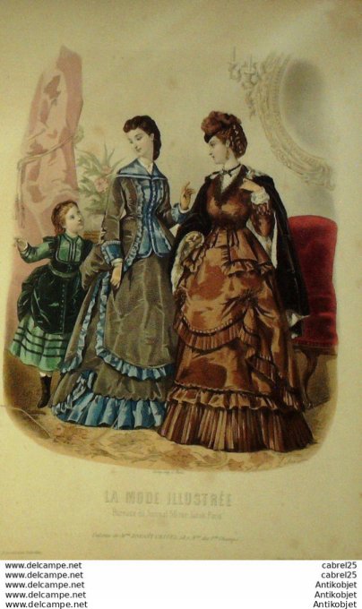 Gravure de mode La Mode illustrée 1871 n°12 (Maison Bréant-Castel)