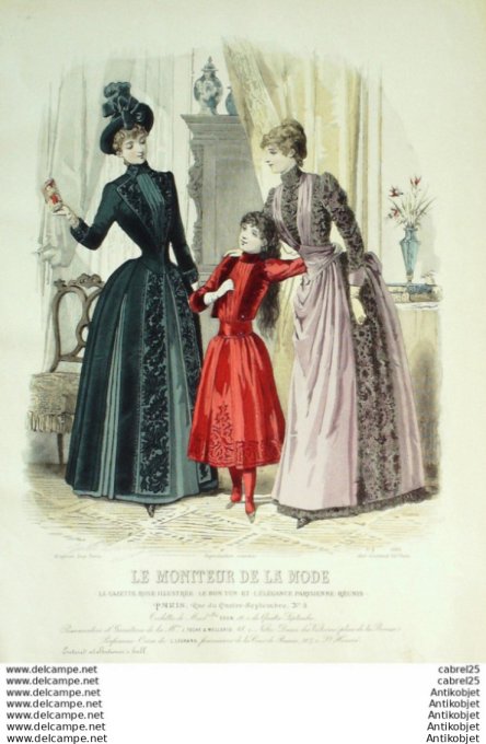 Gravure Mode Le Moniteur 1889 # 02 (Old Fashion plate)