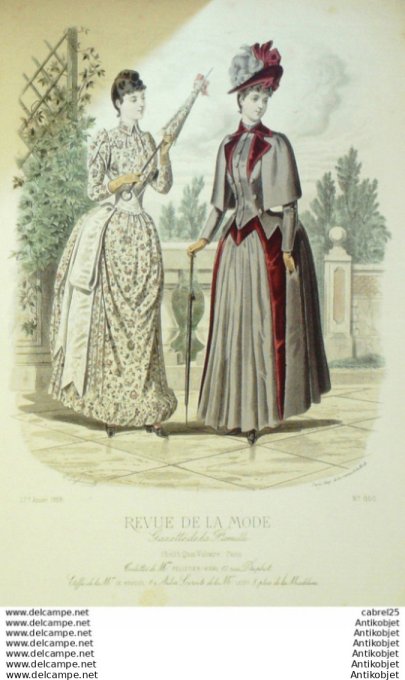 Gravure Mode La Gazette 1888 # 860 (Old Fashion plate)