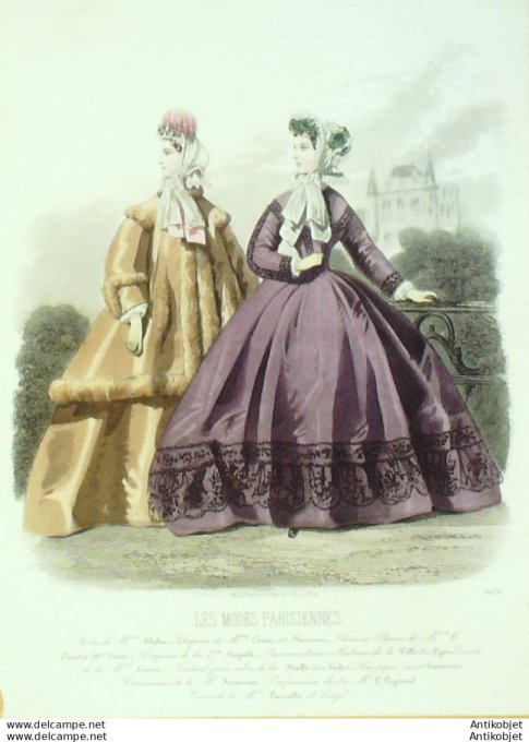 Gravure Les Modes Parisiennes 1863 #1070 Redingote manteau Maison Bluhur