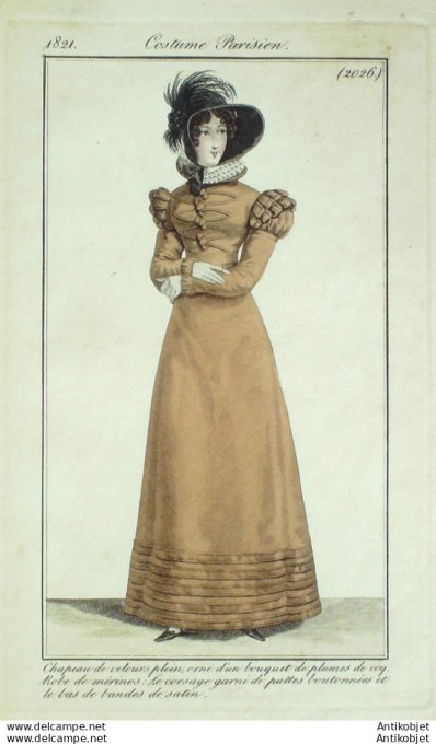 Costume Parisien 1821 # 2026 Robe de Mérinos  corsage garni