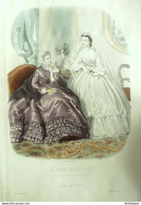 Gravure Mode illustree 1863 # 33 (Old Fashion plate)