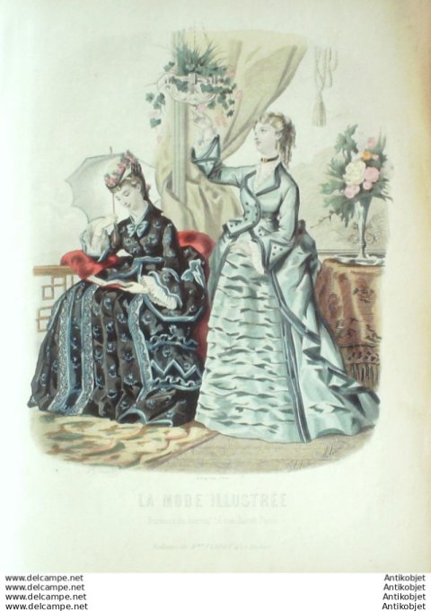 Gravure Mode illustree 1873 # 32 (Old Fashion plate)
