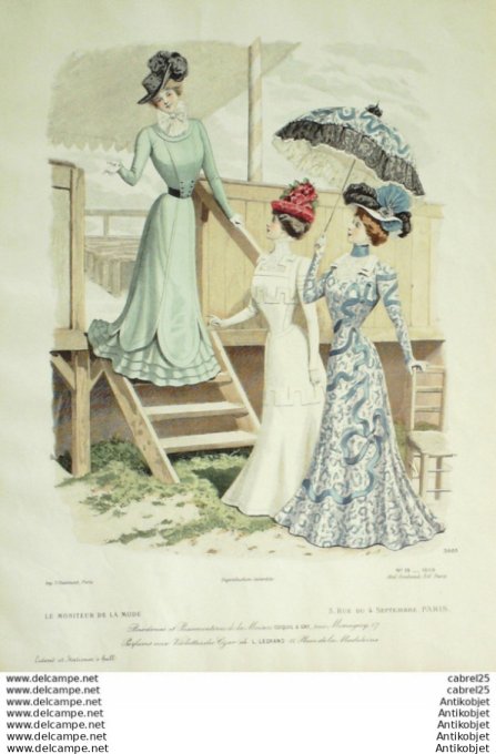 Gravure Mode Le Moniteur 1899 # 19 (Old Fashion plate)