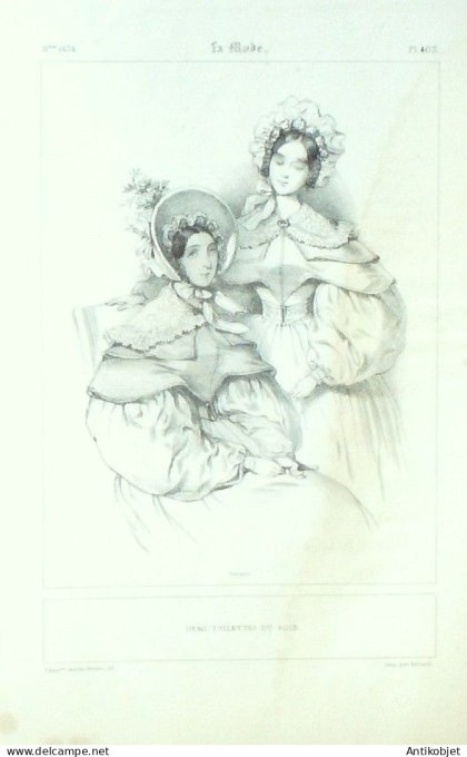 Gravure La mode 1834 # 403 (aquarelle old Fashion plate)