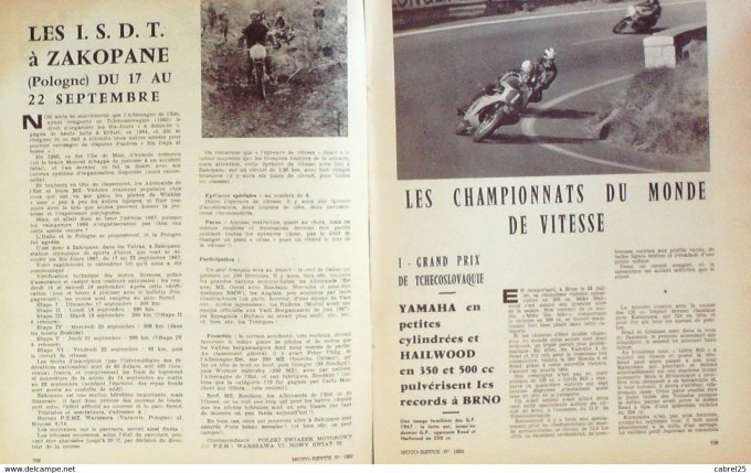 Moto Revue 1967 n° 1850 GP tcheque Hailwoodn GP Finlande et Hulster Dave Treleaven