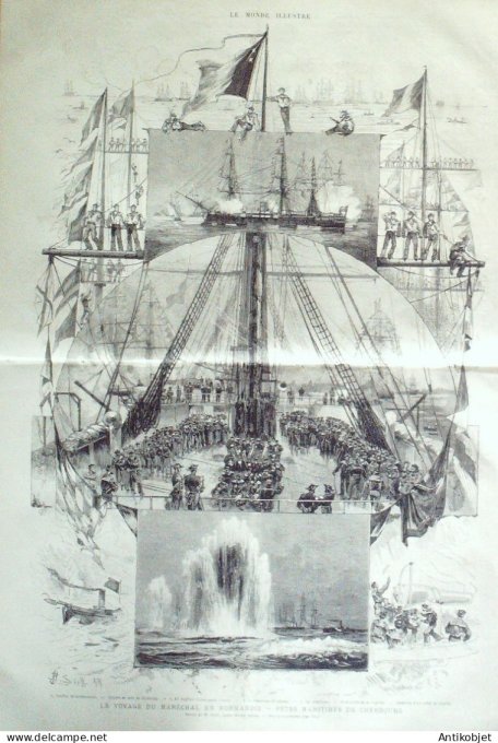 Le Monde illustré 1877 n°1064 Cherbourg ST-Lô (50) Evreux (14) Belgique Anvers