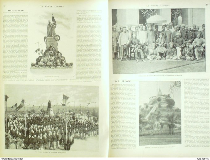 Le Monde illustré 1902 n°2336 Siam Bangkok Ministre Palais-Royal Sémaphore Barcelone Madagascar Tana