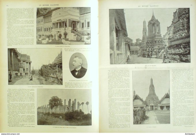 Le Monde illustré 1902 n°2336 Siam Bangkok Ministre Palais-Royal Sémaphore Barcelone Madagascar Tana