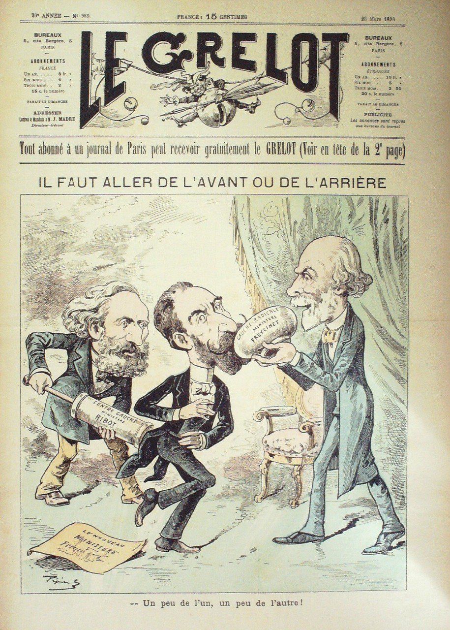 Le Grelot 1890 n° 989 FAUT ALLER de L'AVANT ou L'ARRIERE PEPIN