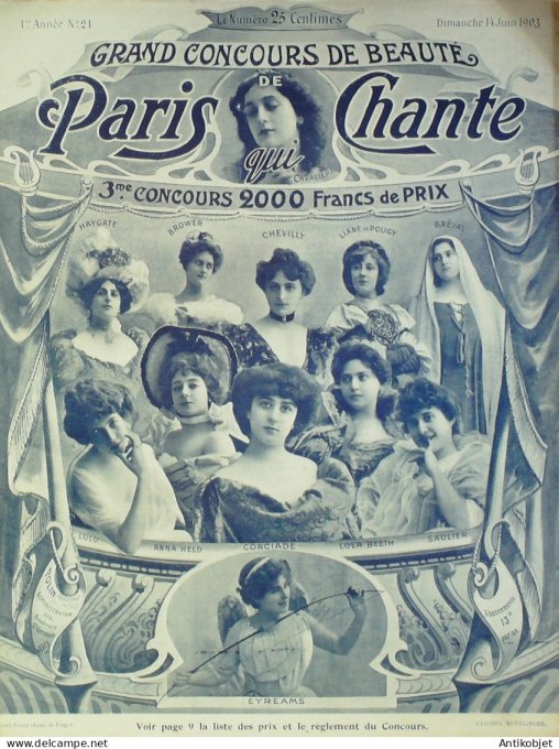 Paris qui chante 1903 n° 21 Myriel Suzanne Ellen Privas Eyreams
