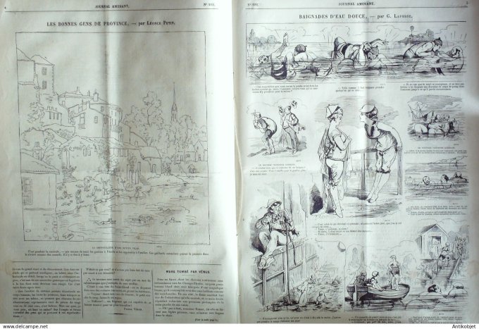 Le Journal Amusant 1874 #  932 Baignades d'eau douce par Larosse