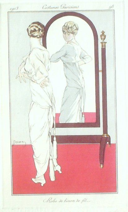 Drian Adrien Etienne Pochoir Mode Art Deco n°  98-1913 Journal des Dames