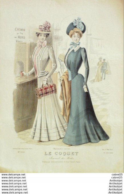 Gravure Mode Le Coquet 1900 # 21 (Old Fashion plate)