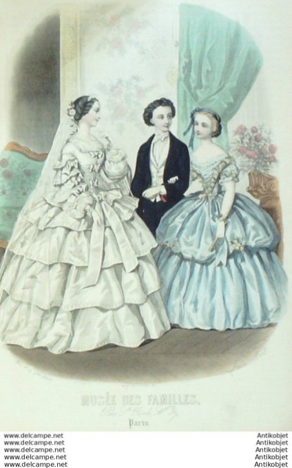 Gravure Mode Musee des familles 1855 #  8 (Old fashion plate)