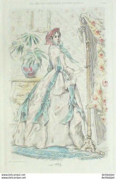 Gravure Mode Boutet (pointe seche aquarellee old Fashion plate) Pl 63-1902