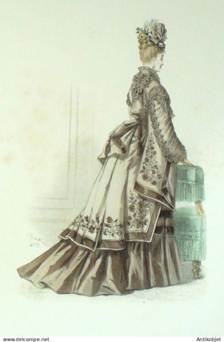 Gravure Mode Elegance Parisienne 1870 # 475 (Old Fashion plate)