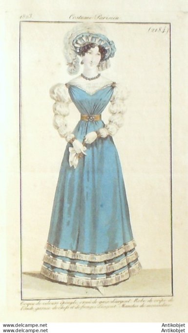 Costume Parisien 1823 # 2184 Robe de crêpe de l'Inde