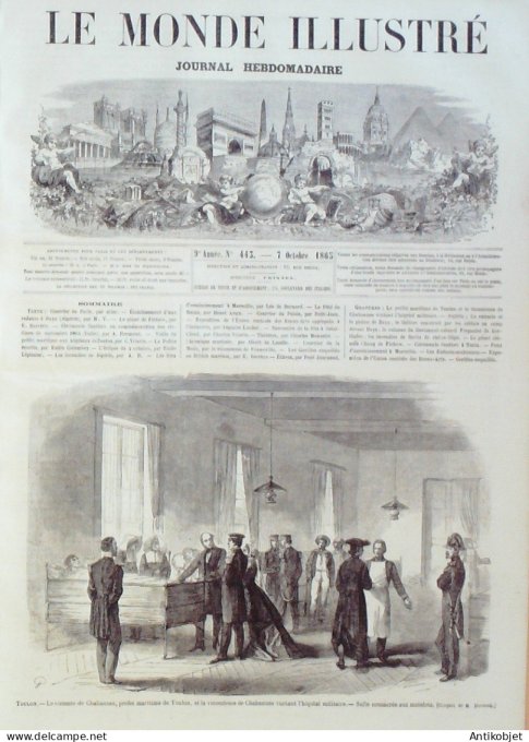 Le Monde illustré 1865 n°443 Toulon (83) Algérie Daya Italie Turin Belgique Philippeville Jemmapes