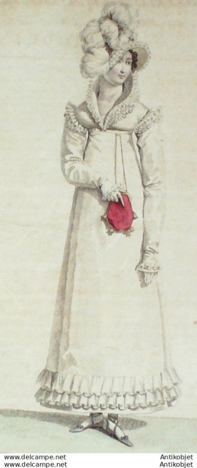 Gravure de mode Costume Parisien 1816 n°1570 Robe perkale