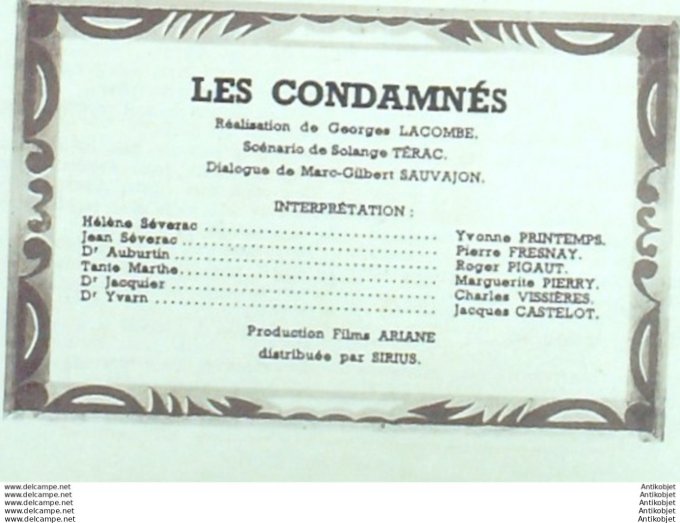 Mon Film 114 48-10-27 Les condamnes Yvonne Printemps Pierre Fresnay