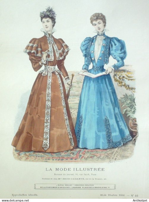 Gravure Mode illustree 1896 # 44 (Old Fashion plate) RARE