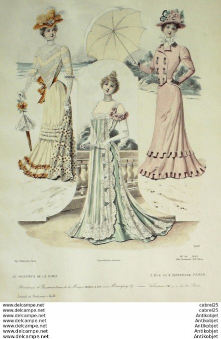 Gravure Mode Le Moniteur 1899 # 26 (Old Fashion plate)