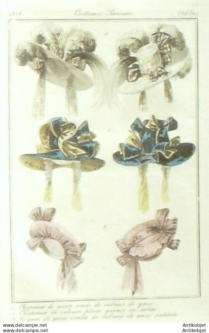 Gravure Mode Costume Parisien 1826 # 2459 (eau forte old Fashion plate