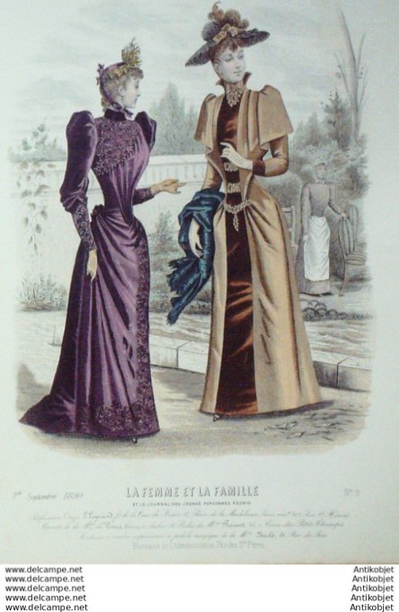 Gravure Mode La Femme & La Famille 1890 # 09 (Old Fashion plate)