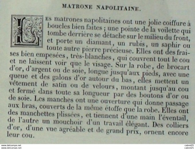 Italie NAPLES Femme du Baaron Napolitain 1859